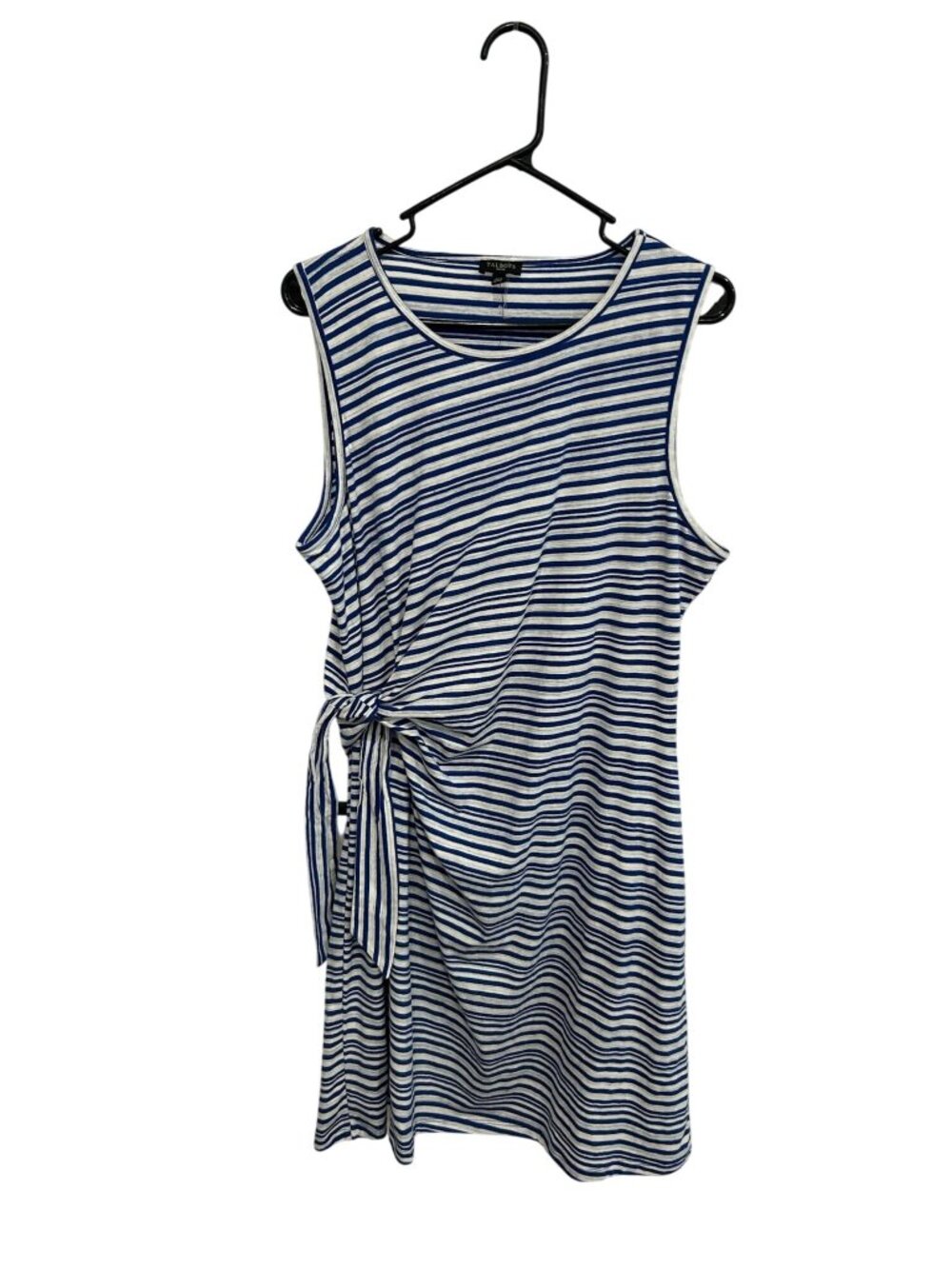 Talbots XLP Blue White Striped Sleeveless Side Tie Dress Minimalist Clean Girl